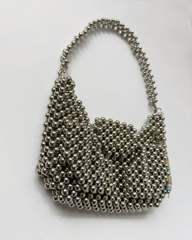 SILVER CROISSANT POCKETS BAG