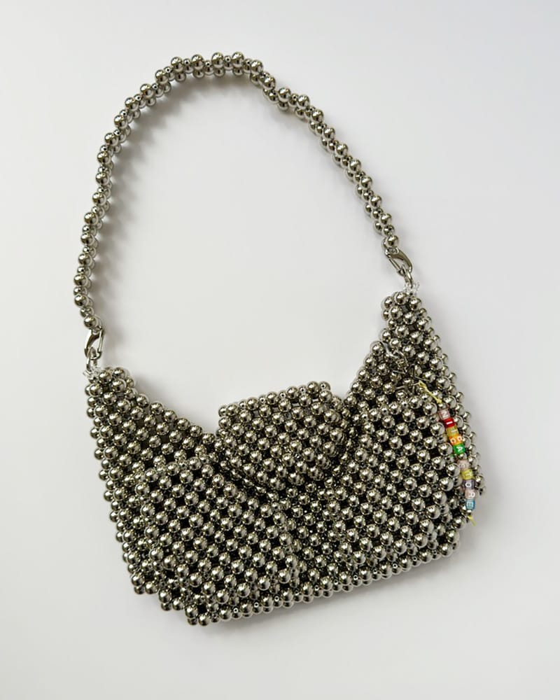 SILVER CROISSANT POCKETS BAG