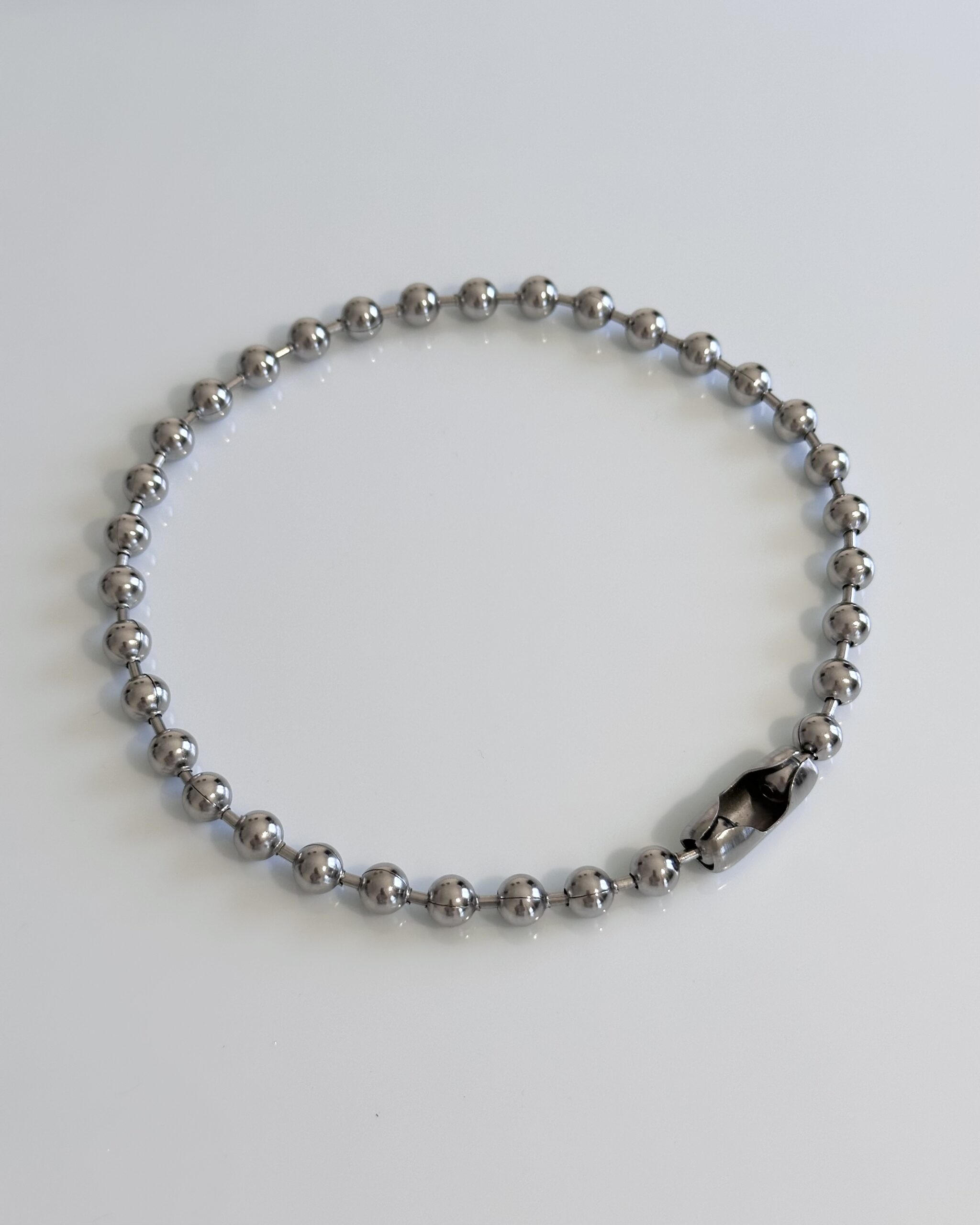 Chunky stainless steel ball chain necklace with a bold Y2K look, handmade by NIICA in Lisbon